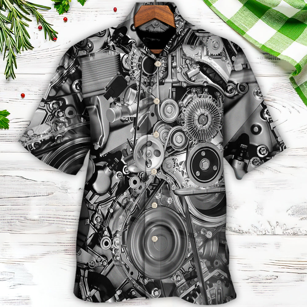 Engine Car Hawaiian Shirt Graphic Artwork Detail For Casual Outings