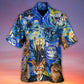 Funny Watercolor Cat Starry Night Hawaiian Shirt For Beach Parties And Weekend Getaways