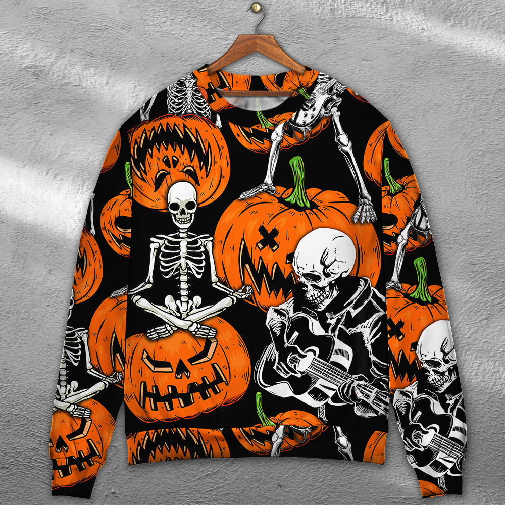 Halloween Skeleton Pumpkin Sweater For Alternative Outfits Seasonal Events And Everyday Comfort