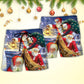 Funny Santa Rooftop Holiday Beach Shorts Artwork Detail For Tropical Travel And Everyday Wear