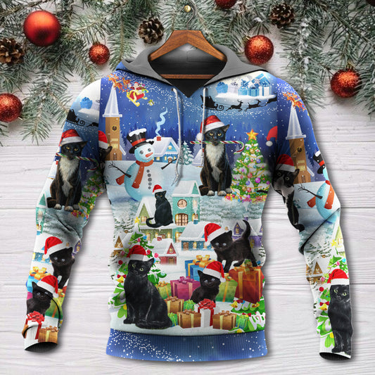 Black Christmas Cat Catmas Hoodie For Festive Days Casual Adventures And Thoughtful Seasonal Gifting