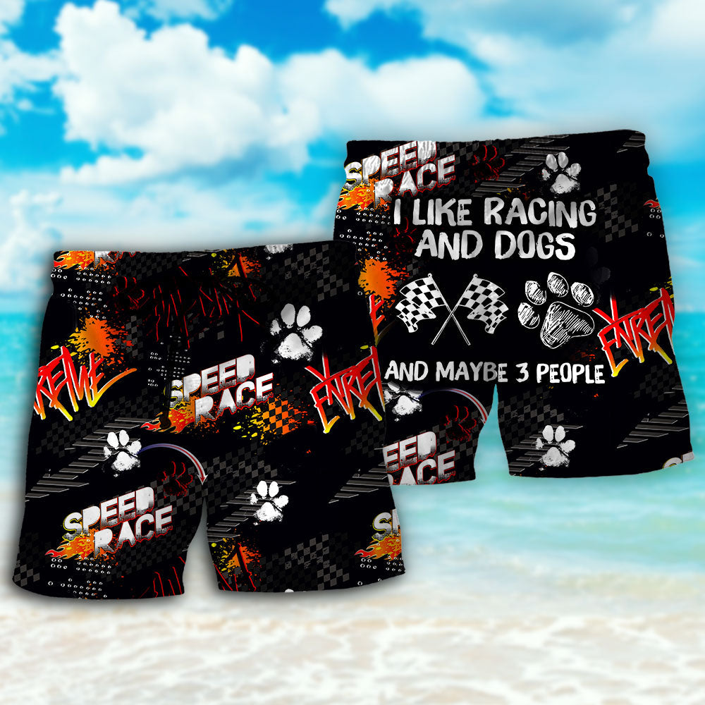 Car Racing Dog Beach Shorts Pattern Detail For Island Trips And Laid Back Styling