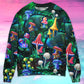 Hippie Mushroom Galaxy Neon Sweater For Festival Adventures Vacations And Relaxed Daily Styling