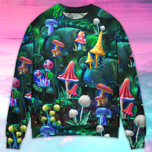 Hippie Mushroom Galaxy Neon Sweater For Festival Adventures Vacations And Relaxed Daily Styling