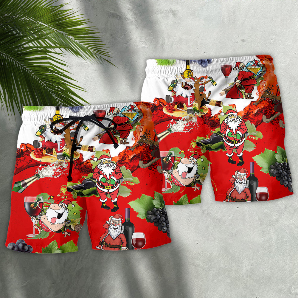 Funny Santa Holiday Party Humor Beach Shorts Artwork View For Seaside Trips And Casual Style