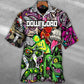 Colorful Music Rock Festival Hawaiian Shirt Detailed Pattern View For Coastal Travel
