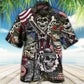 Veteran Skull Military Tribute Hawaiian Shirt Tropical Styling View For Outdoor Gatherings