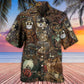 Retro Steampunk Owl Mechanical Hawaiian Shirt Front Pattern View For Casual Outings