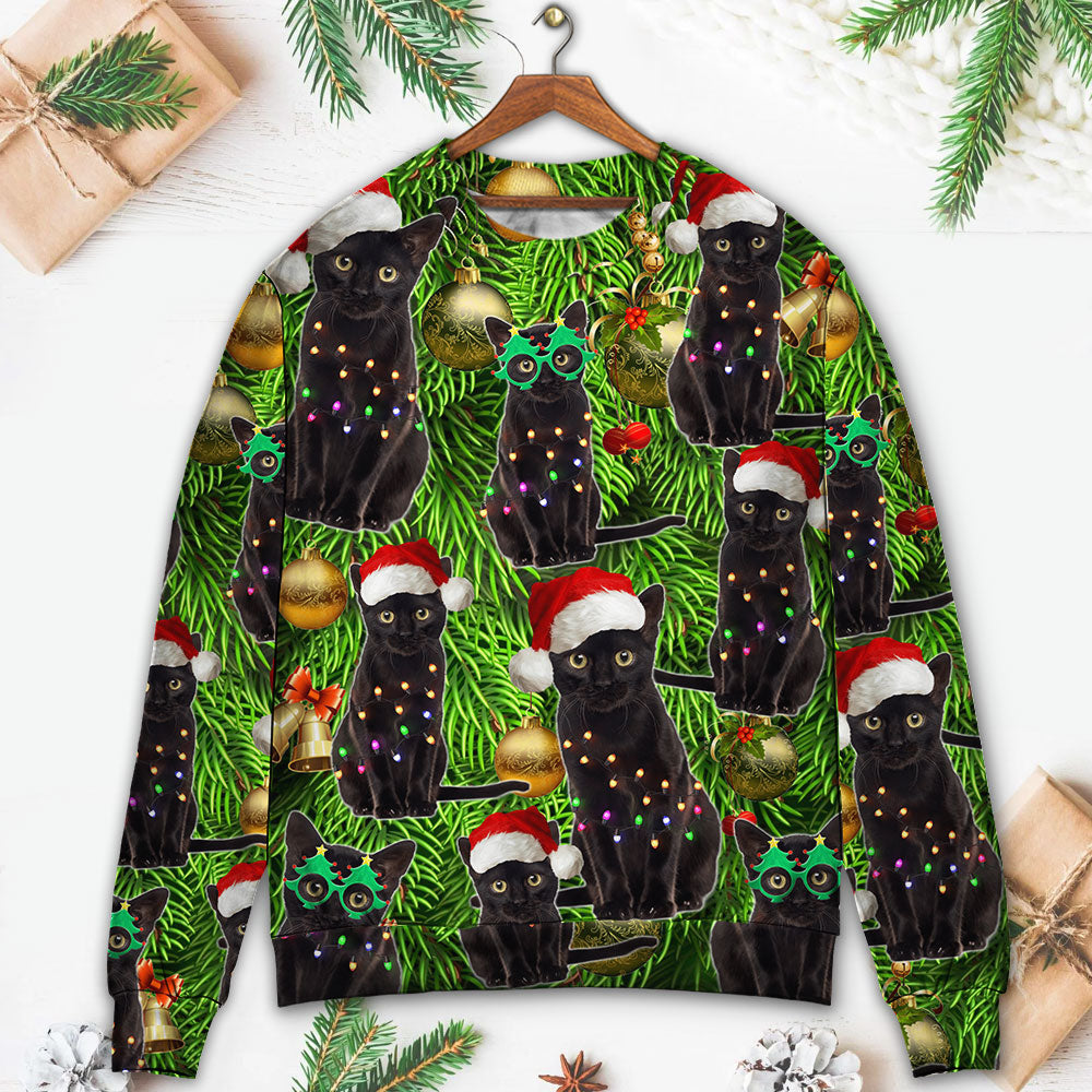 Black Cat Christmas Merry Xmas Sweater For Festive Family Events Casual Wear And Holiday Gift Giving