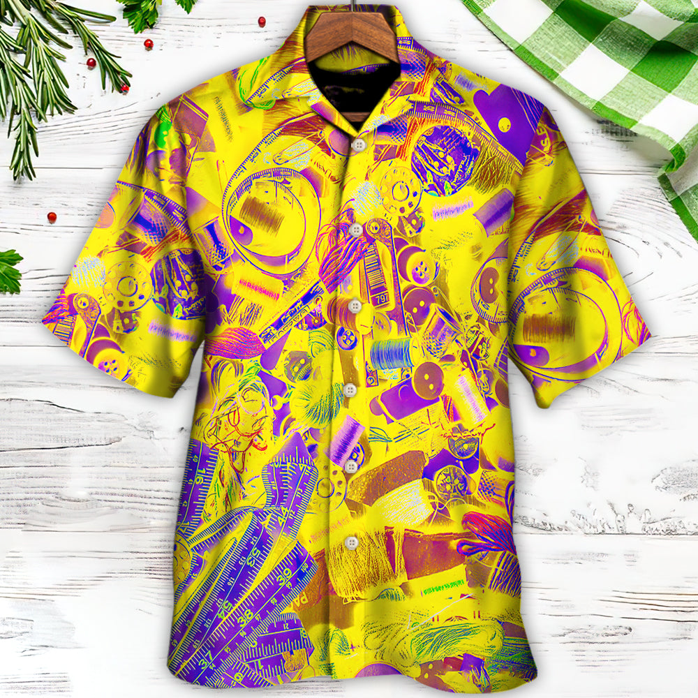 Vintage Retro Embroidery Sewing Tailor Spool Hawaiian Shirt Artwork View For Outdoor Gatherings