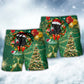 Black Cat Christmas Lights Festive Beach Shorts Pattern View For Resort Days And Outdoor Activities
