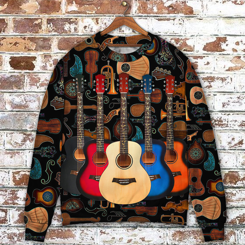 Guitar Music Happy Sweater For Concert Outings Weekend Travel And Relaxed Everyday Styling