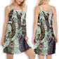 Cat Tropical Leaf Tabby V-Neck Sleeveless Cami Dress For Beach Festivals And Comfortable Summer Outfits