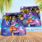 Cat Love Galaxy Colorful Art Beach Shorts For Fantasy Fan Beach Days
