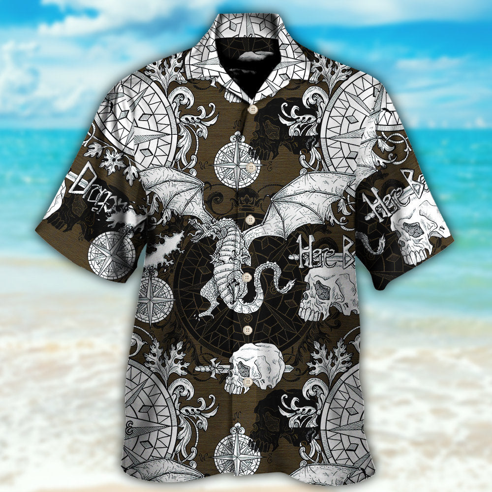 Dragon Flying Skull Gothic Hawaiian Shirt For Vacation Days And Relaxed Coastal Outings