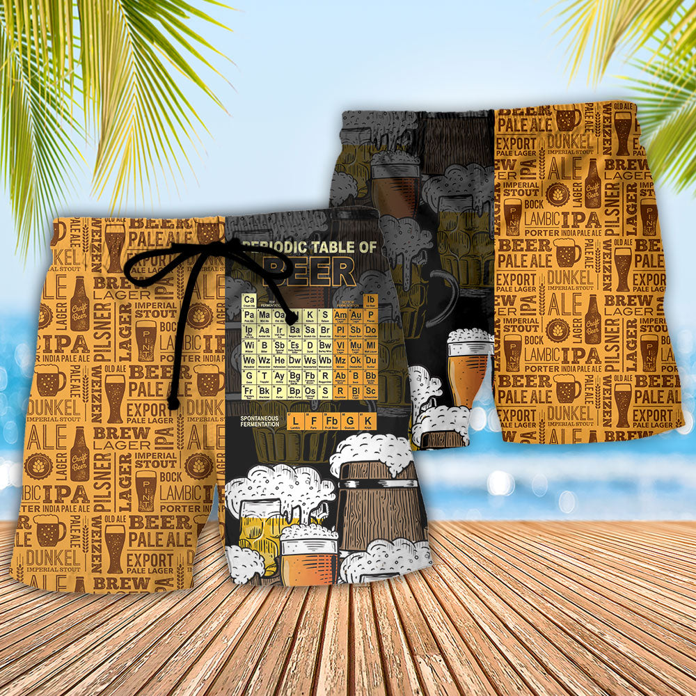 Beer Periodic Table Design Beach Shorts For Weekend Getaways And Comfort