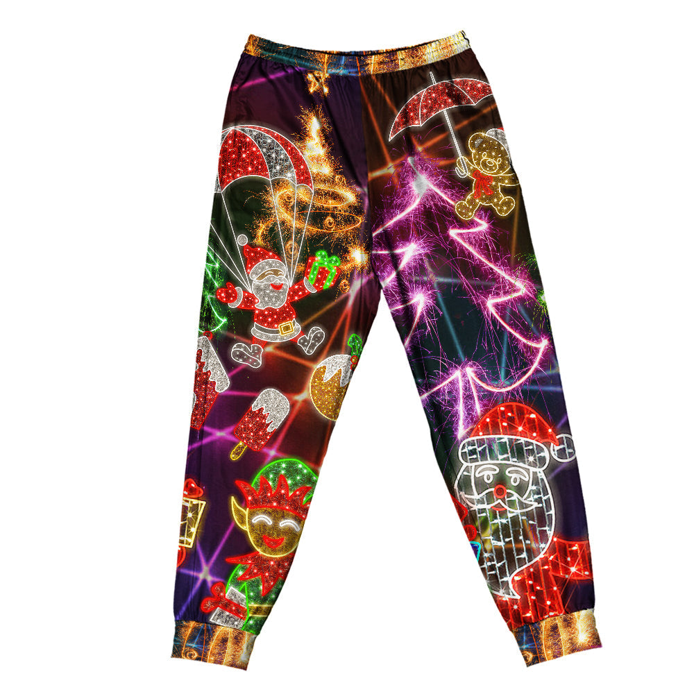 Santa Christmas Tree Elf And Gingerbread Short Sleeve Pajamas Set For Christmas Sleepwear And Family Lounging