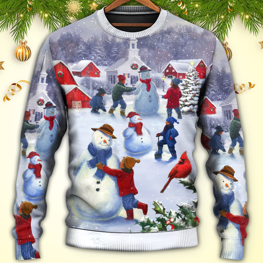 Christmas Children Snowman Town Sweater For Festive Events Weekend Outings And Comfortable Winter Style
