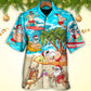 Island Christmas Santa Beach Hawaiian Shirt Pattern Detail For Vacation Style