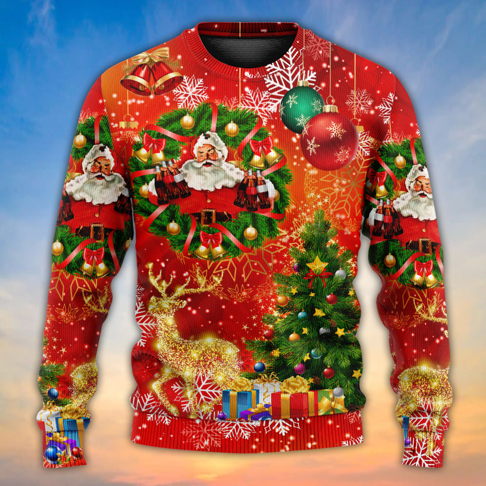 Christmas Santa Holiday Tree Red Light Sweater For Winter Celebrations Family Events And Relaxed Seasonal Styling
