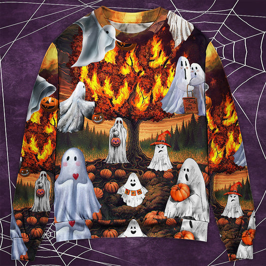 Halloween Boo Pumpkin Fantasy Sweater For Fantasy Fans Casual Outings And Weekend Adventures
