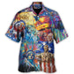 Patriotic Red White Blue American Heart Beats Hawaiian Shirt Design View For Casual Summer Styling