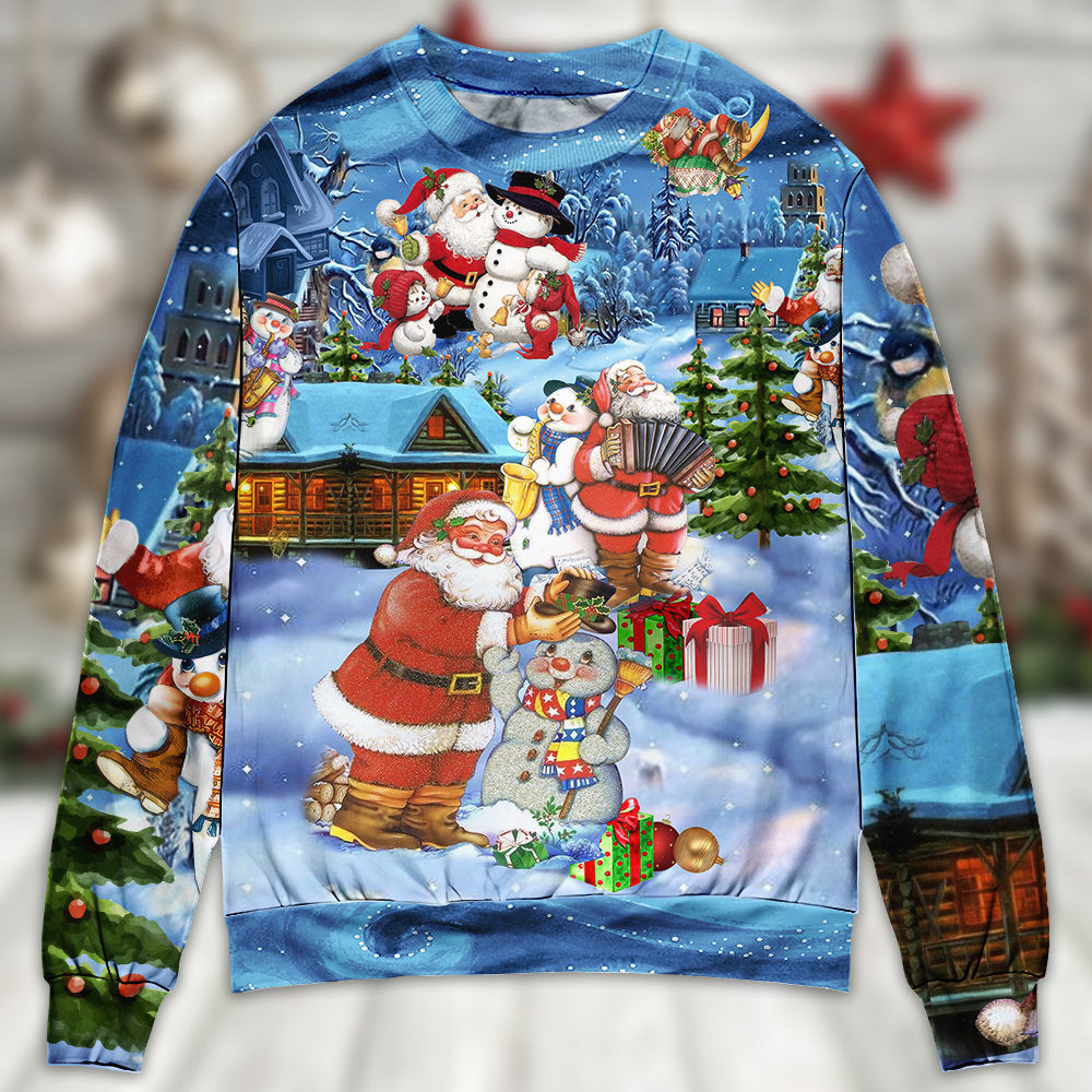 Christmas Santa And Snowman Best Friends Sweater For Seasonal Parties Cozy Gatherings And Thoughtful Holiday Gifts