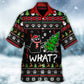 Black Funny Cat Wreck Tree Ugly Christmas Hawaiian Shirt For Resort Getaways And Comfortable Summer Activities