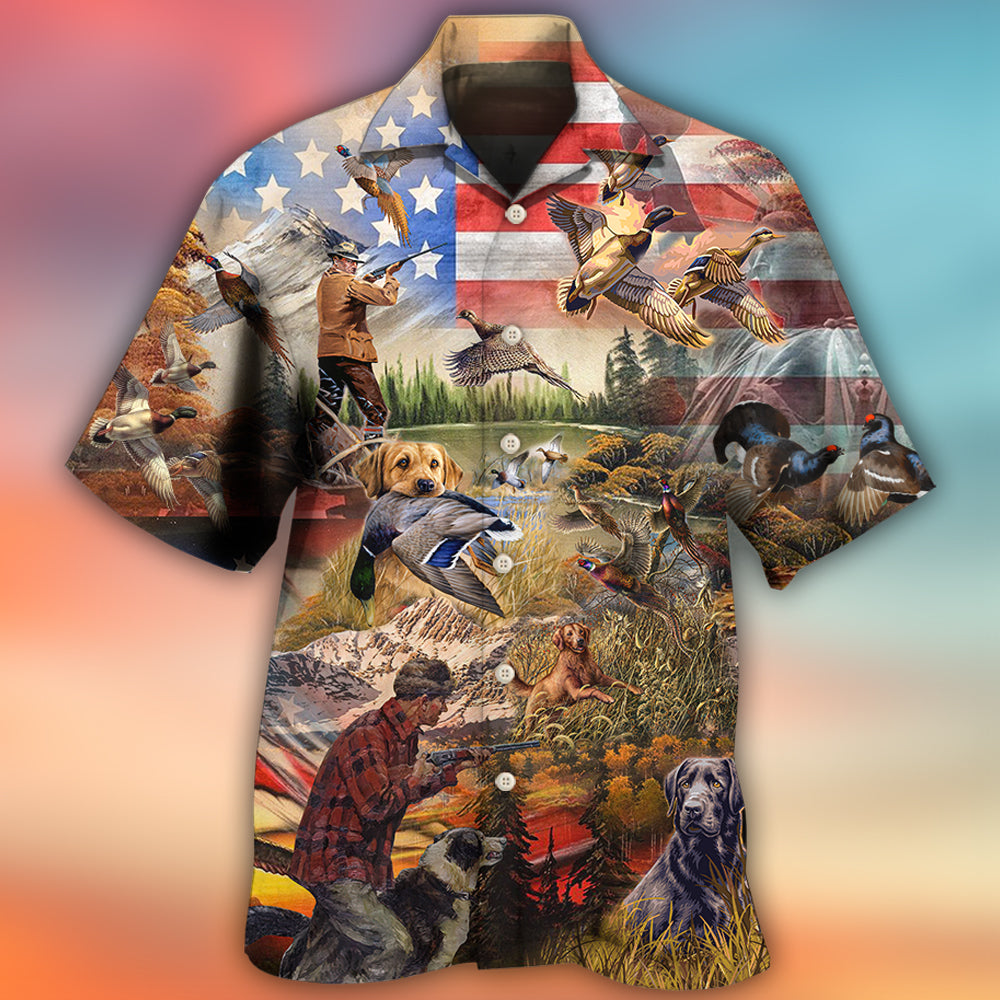 Duck Hunting Independence Day Mallard Hawaiian Shirt Pattern View For Lightweight Everyday Style