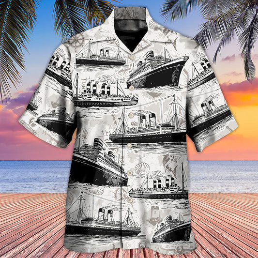 Retro Cruise Sea Map Nautical Hawaiian Shirt Button Front Artwork For Thoughtful Gifting