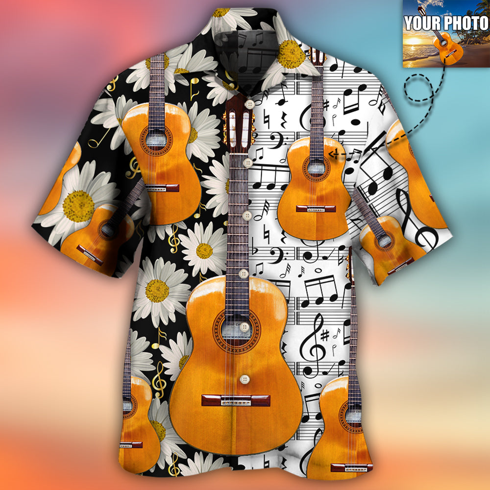 Guitar Various Custom Photo Hawaiian Shirt Artwork Detail For Tropical Trips And Casual Outings