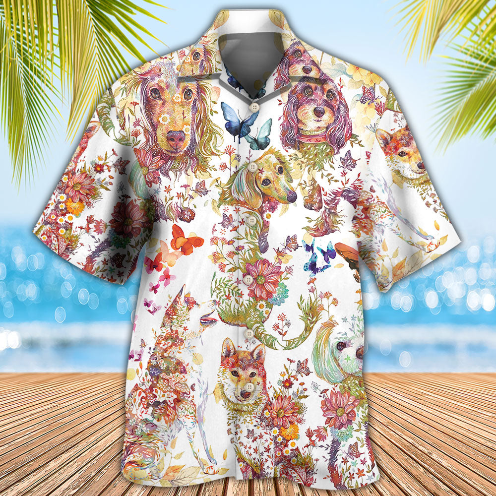 Dog Dogs Butterflies Hawaiian Shirt For Beach Parties And Weekend Getaways