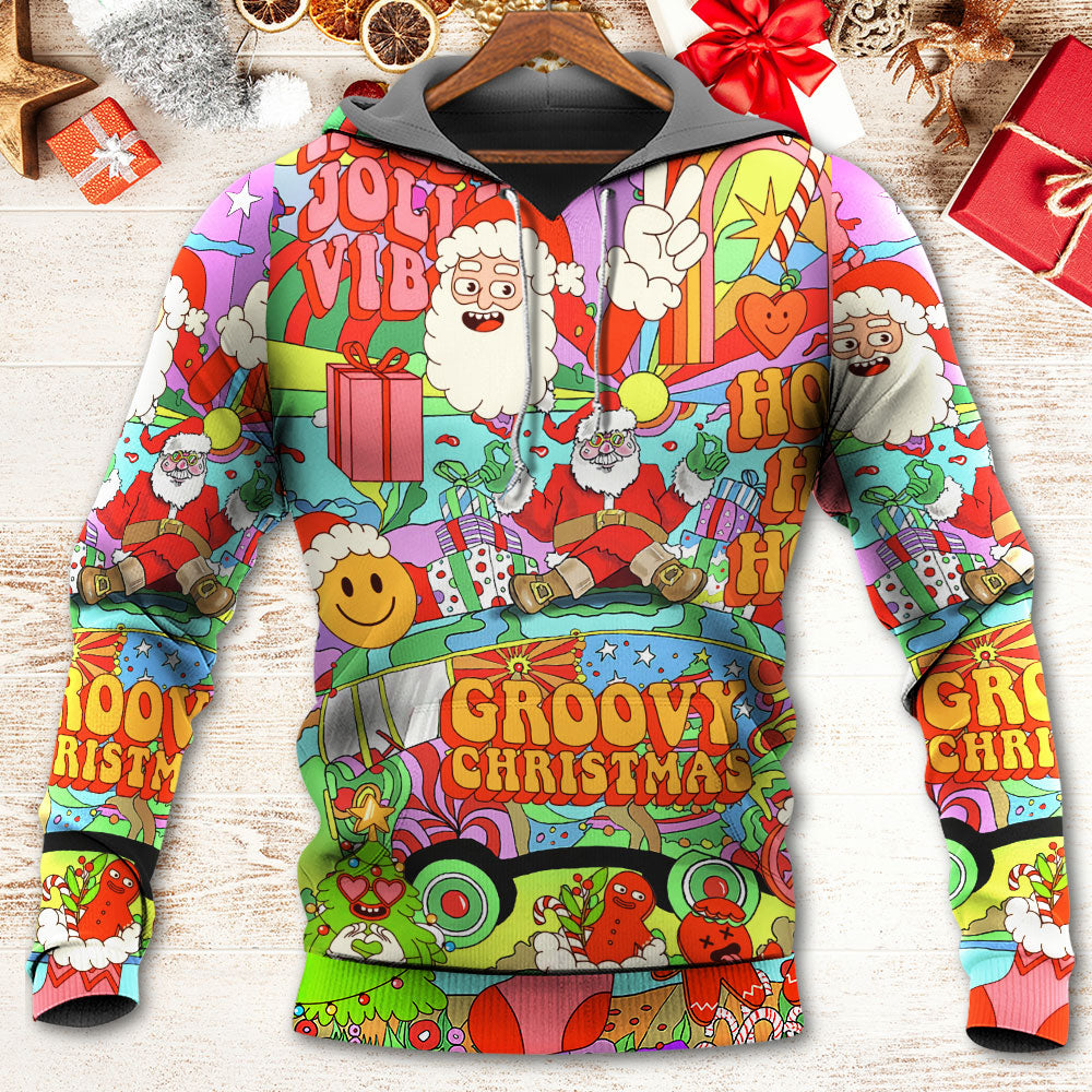 Hippie Christmas Santa Peace Bus Hoodie For Holiday Parties Weekend Outings And Cheerful Gift Giving