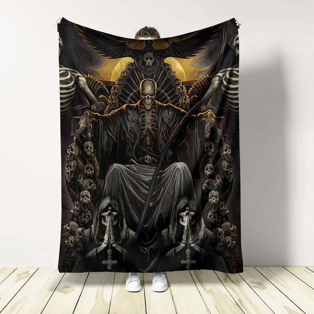 Skull Grim Reaper Dark Flannel Blanket For Cozy Bedroom Sofa Decor