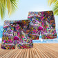 Whimsical Psychedelic Octopus Beach Shorts Pattern View For Coastal Holidays And Casual Activities
