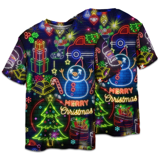 Bright Neon Christmas Lights Short Sleeve Pajamas Set For Winter Nights And Thoughtful Gifting