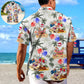 Christmas July Santa Beach Hawaiian Shirt For Summer Vacation, Beach Travel, And Casual Wear