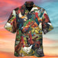 Retro Chicken Farm Background Hawaiian Shirt Design Detail For Beach Days And Holiday Travel