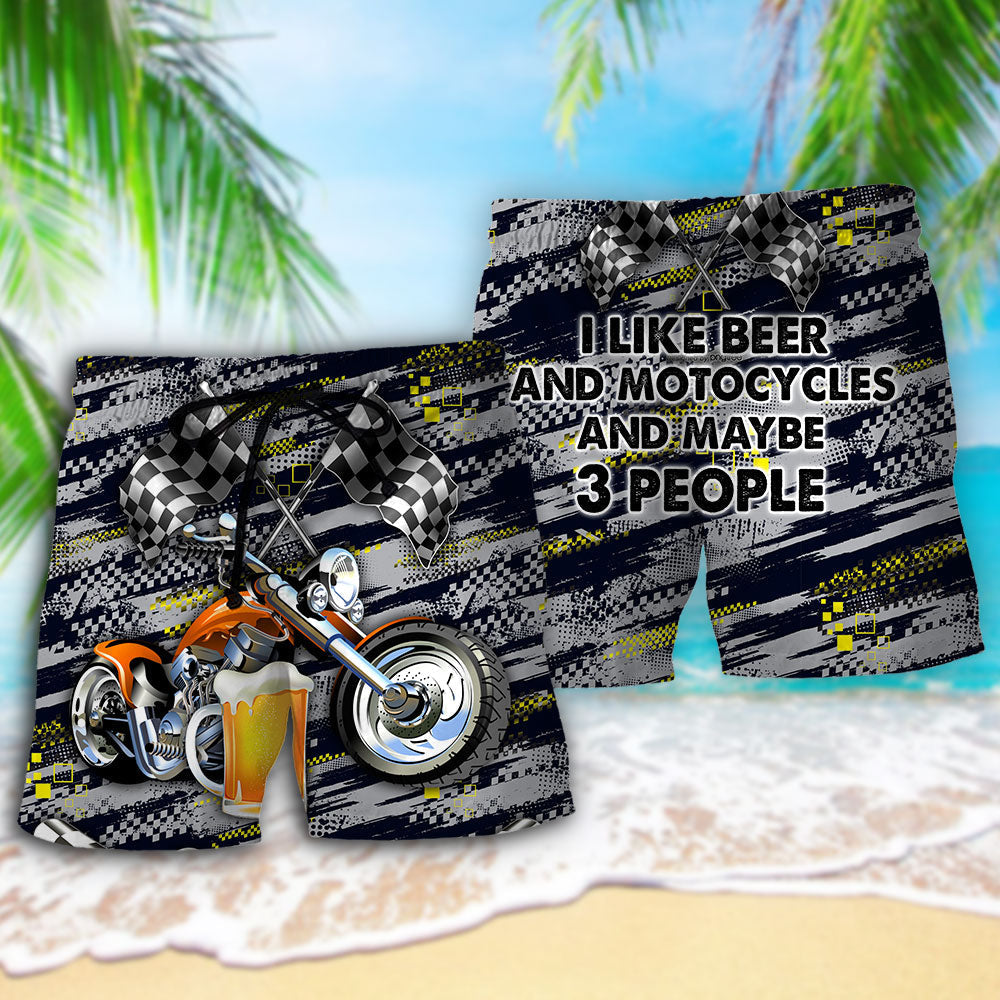 Beer Motorcycles Humor Quote Beach Shorts For Summer Vacation And Coastal Travel
