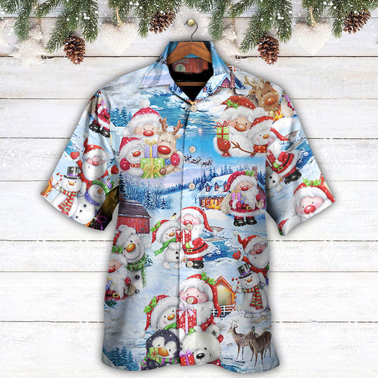Snowman Christmas Santa Joy Hawaiian Shirt For Summer Events And Casual Outdoor Wear