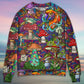 Hippie Mushroom Peace Sweater For Bohemian Style Festivals Travel And Casual Everyday Wear