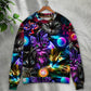 Golf Playing Cat Neon Lightning Sweater For Distinctive Animal Artwork Holidays And Thoughtful Gifts