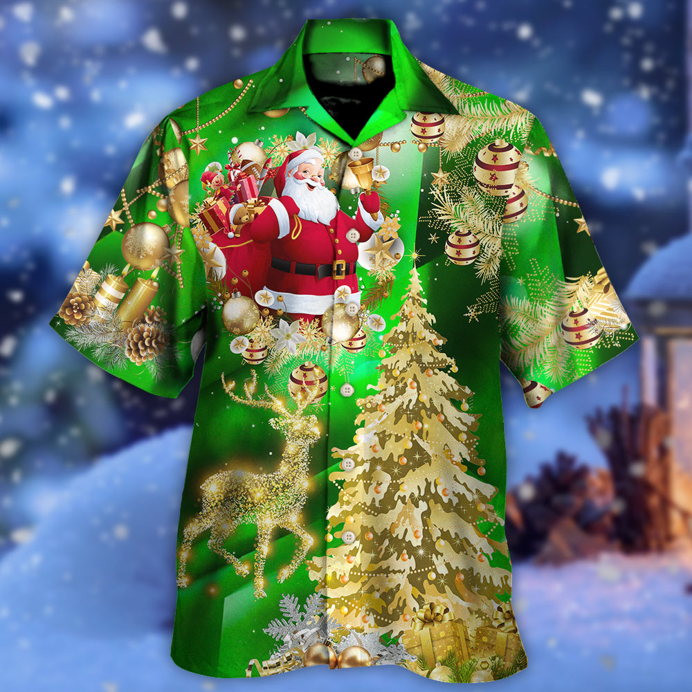 Green Christmas Tree Hawaiian Shirt For Summer Vacation And Beach Travel