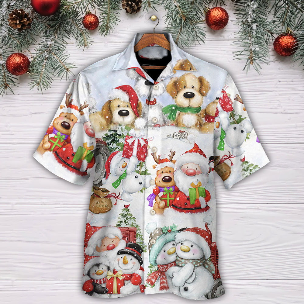 Happy Snowman Christmas Santa Together Hawaiian Shirt For Poolside Relaxation And Sunny Getaways