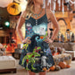 Halloween Zombie Dinosaur Scary V-Neck Sleeveless Cami Dress For Spooky Season Events And Relaxed Casual Styling