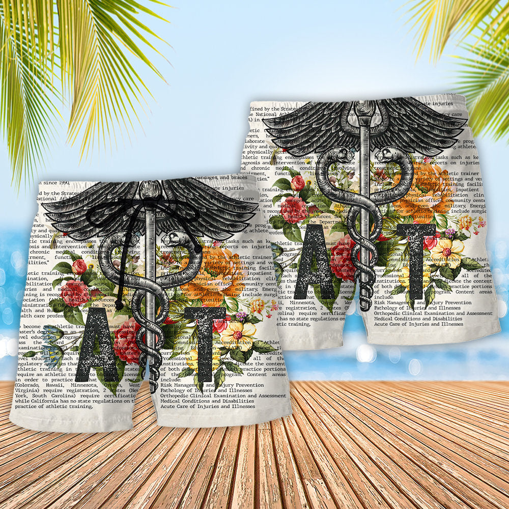Athletic Trainer Vintage Style Dictionary Beach Shorts For Summer Vacation And Coastal Travel
