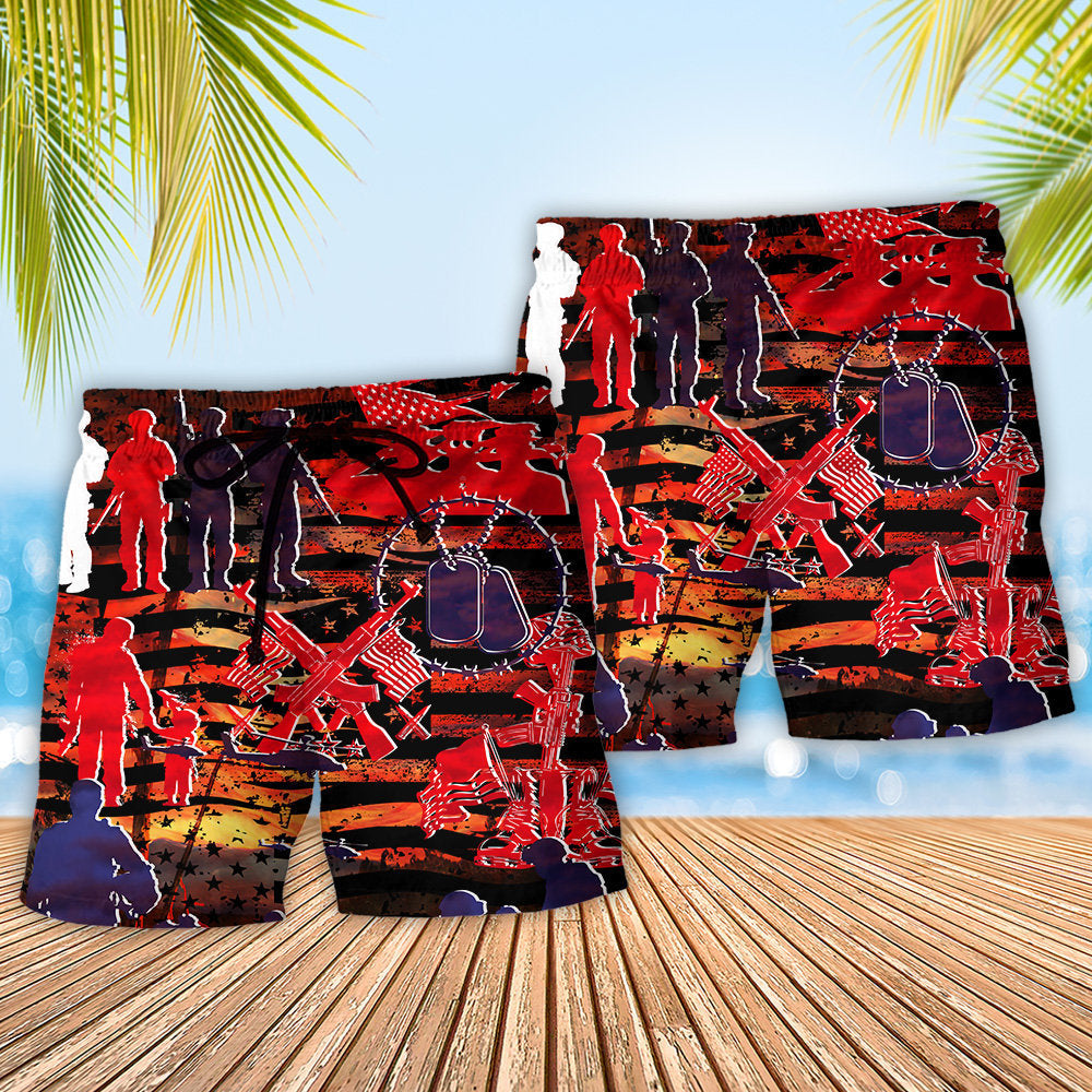 Veteran Independence Day Democracy Tribute Beach Shorts Print Detail For Beach Activities And Vacation Wear