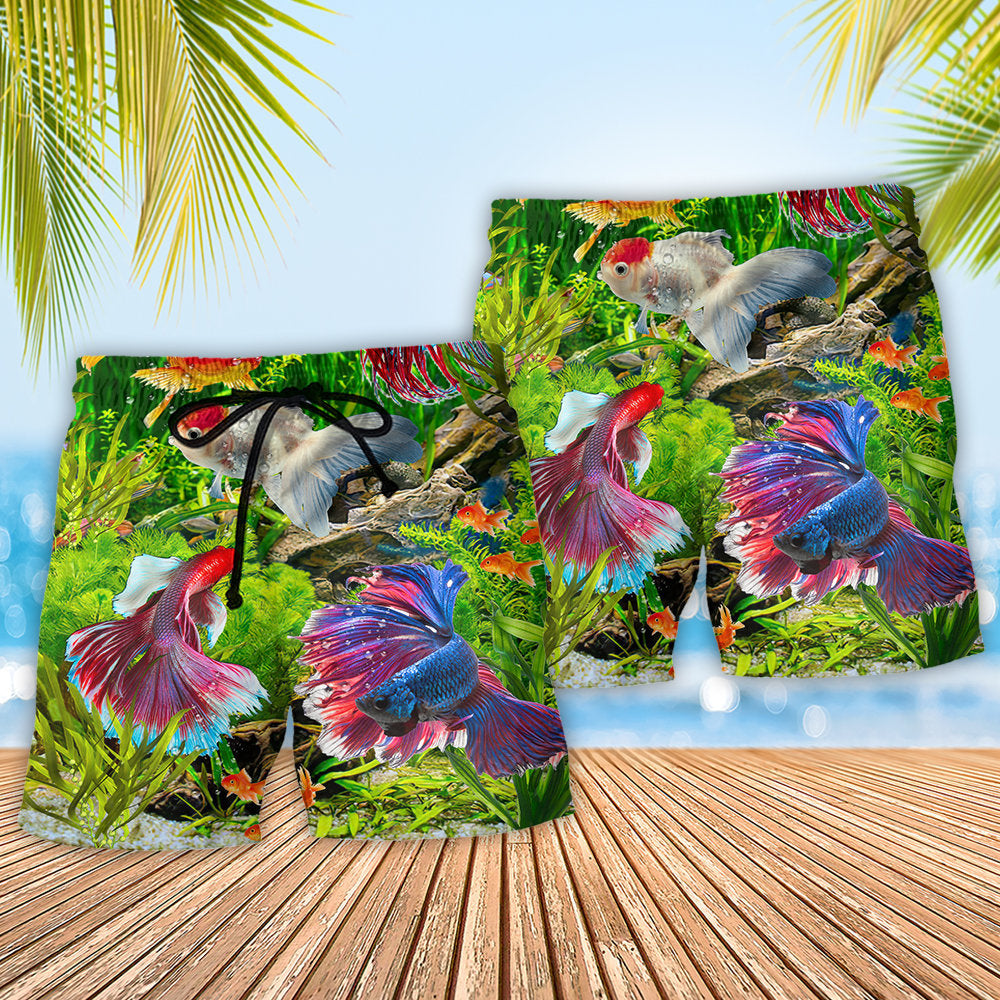 Aquarium Fish Freshwater Lover Beach Shorts For Summer Vacation And Coastal Travel