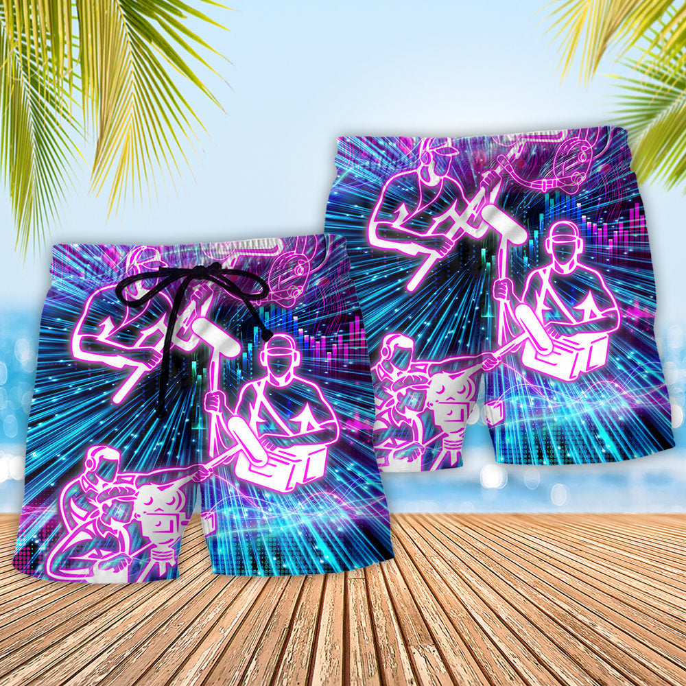 Sound Engineer Neon Light Beach Shorts Print View For Coastal Escapes And Casual Outings