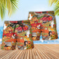 Halloween Truck With Pumpkin Beach Shorts Pattern View For Vacation Travel And Outdoor Fun